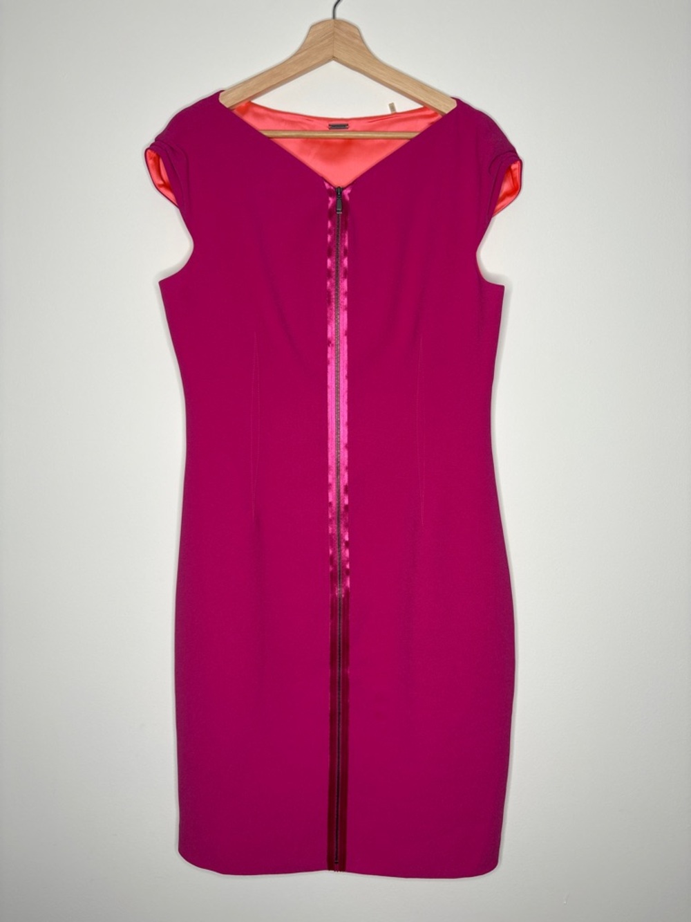 Elie Tahari Ruth Dress Pink Sheath Zipper Cap Sleeve